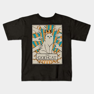 The God White Cat Tarot Card by Tobe Fonseca Kids T-Shirt